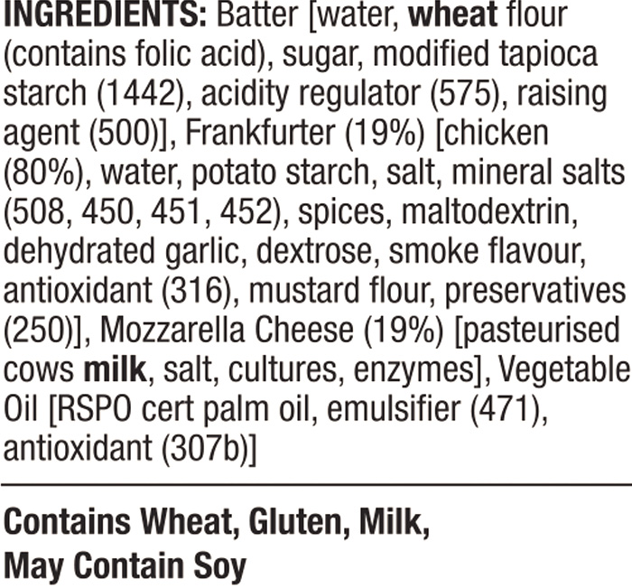 Howler Korean Corndogs ingredients